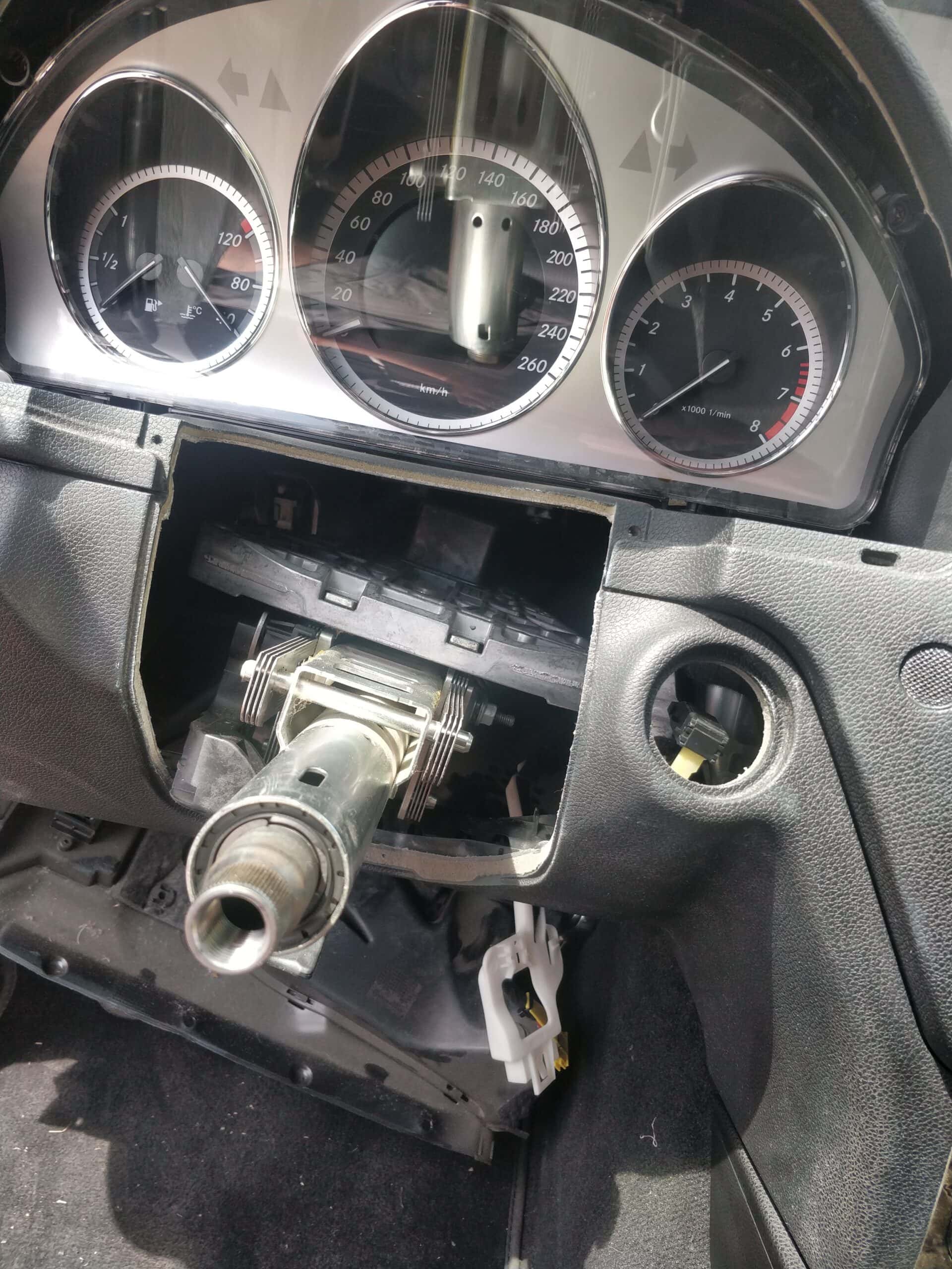 Mercedes-Benz electronic steering lock repaired on-site in Amherstburg by Canadian Locksmiths.