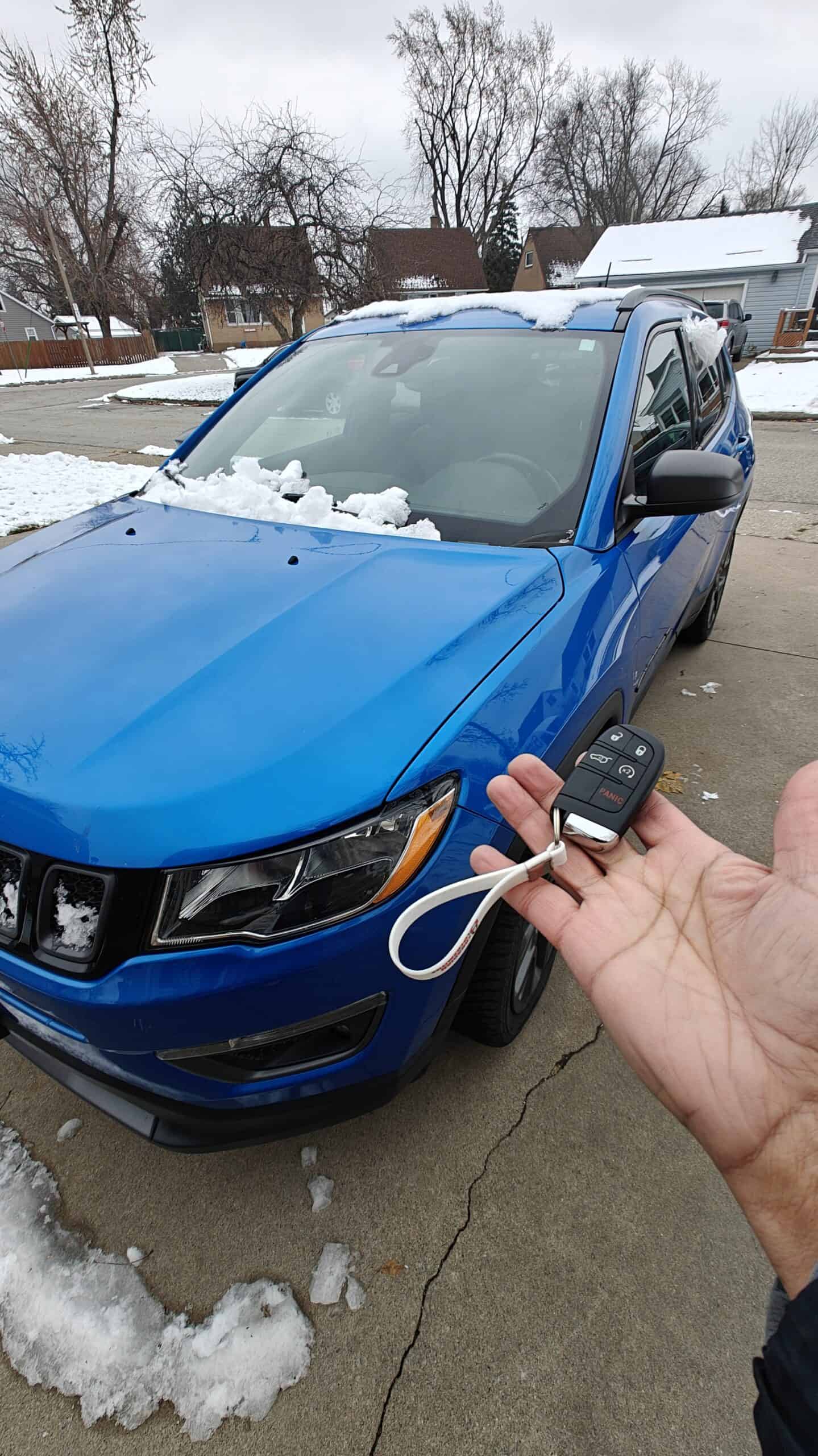 2021 Jeep Compass push-to-start remotes programmed in Amherstburg after another locksmith failed.